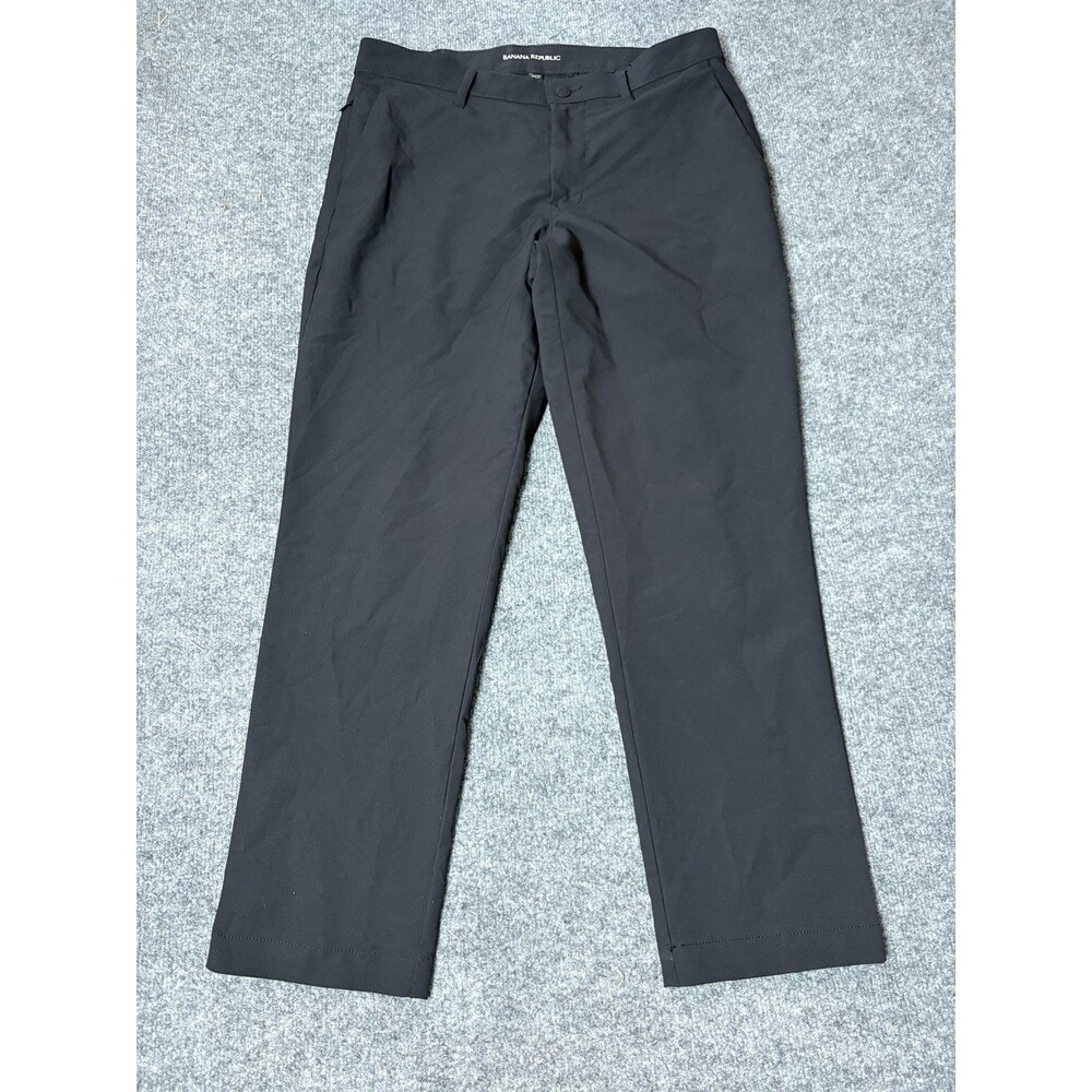 Banana Republic Dress Pants Mens 32x29 Black Regular Fit Polyester Work Office